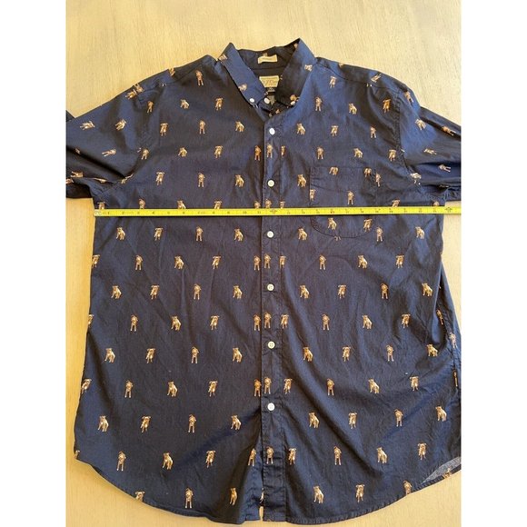 J.Crew‎ Men’s Navy Dog Button Down Long Sleeve Shirt Size XL - Picture 9 of 10